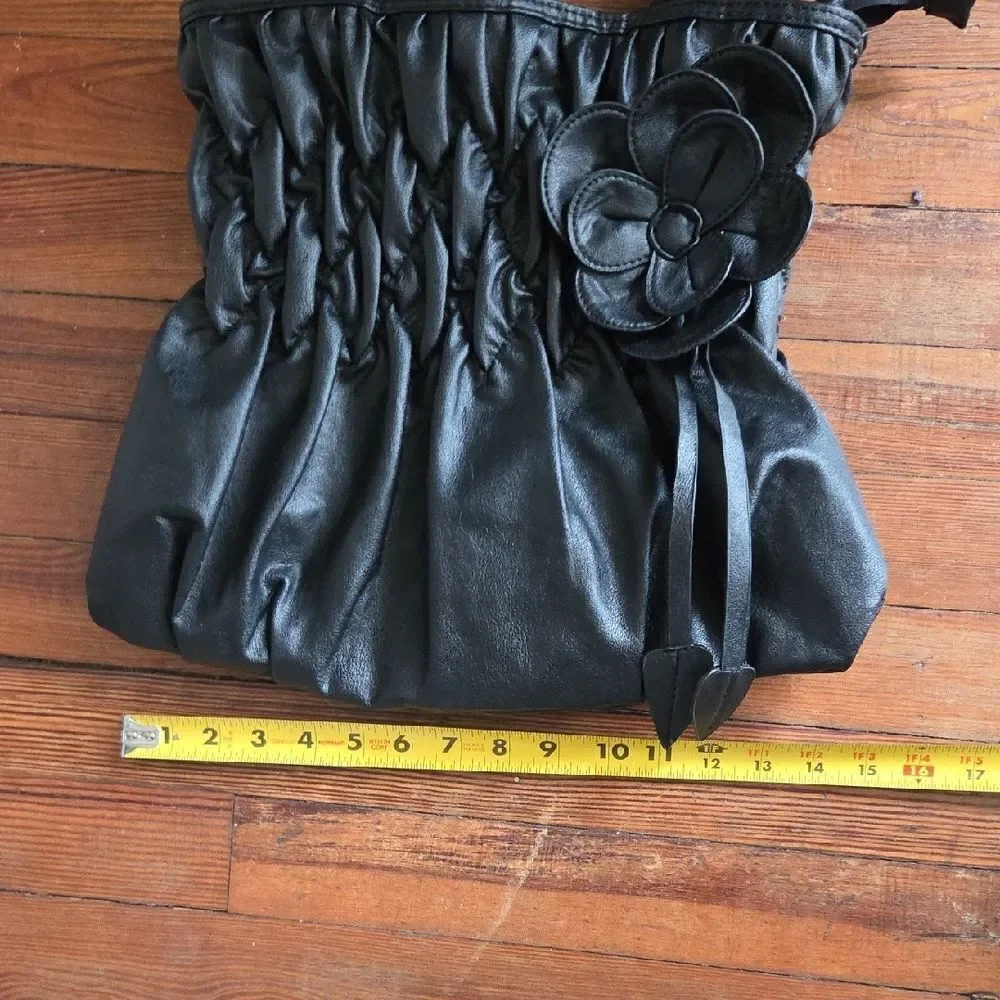 Vintage Black Vegan Shoulder Bag